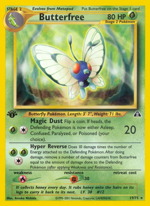 Kaart Butterfree uit Neo Discovery, nummer 19/75