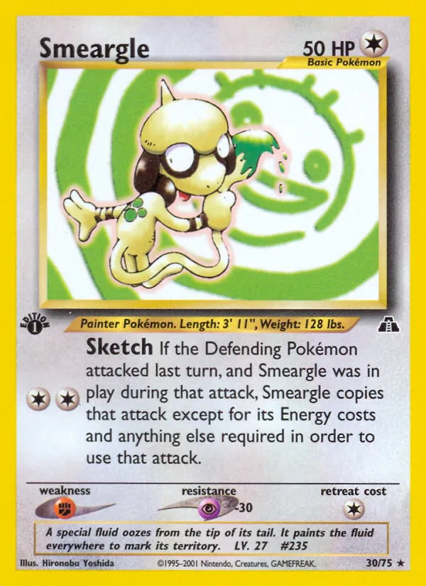 Carta Smeargle de la expansión Neo Discovery, número 30/75