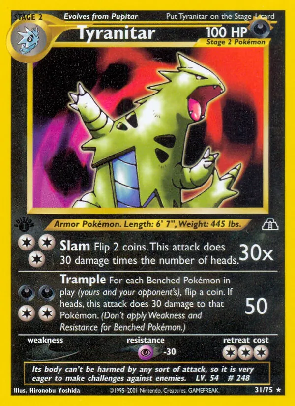 Kaart Tyranitar uit Neo Discovery, nummer 31/75
