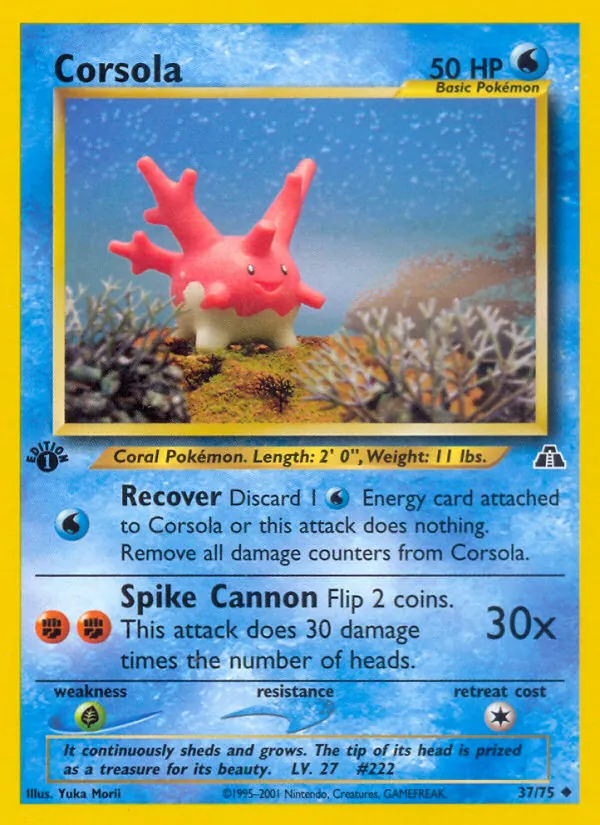 Kartu Corsola dari Neo Discovery, nomor 37/75