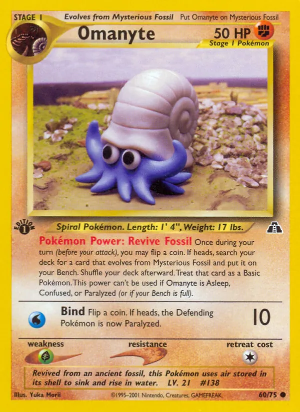Carta Omanyte de la expansión Neo Discovery, número 60/75