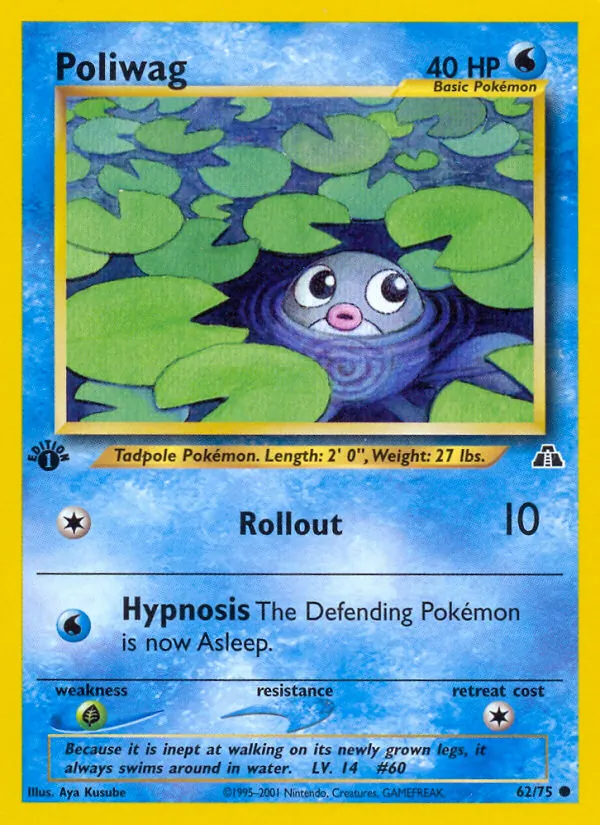 Kaart Poliwag uit Neo Discovery, nummer 62/75