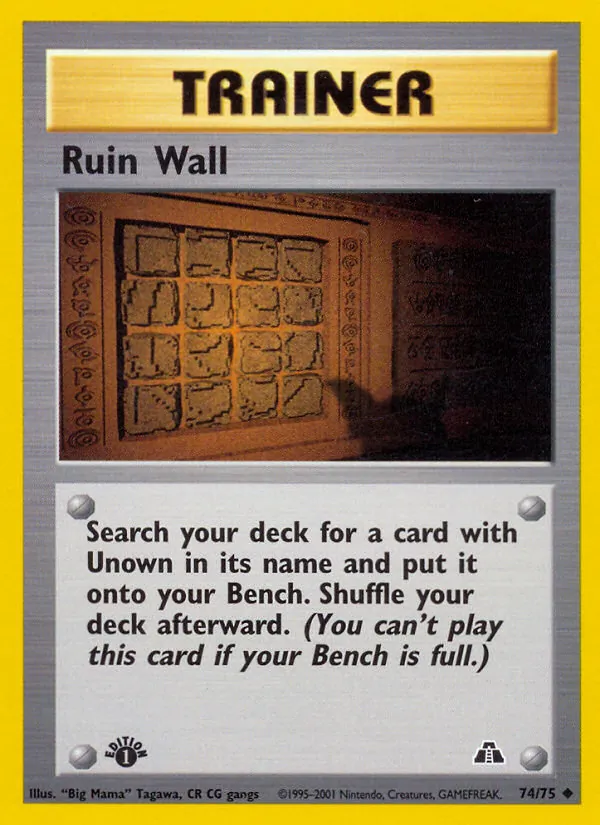 Carta Ruin Wall de la expansión Neo Discovery, número 74/75