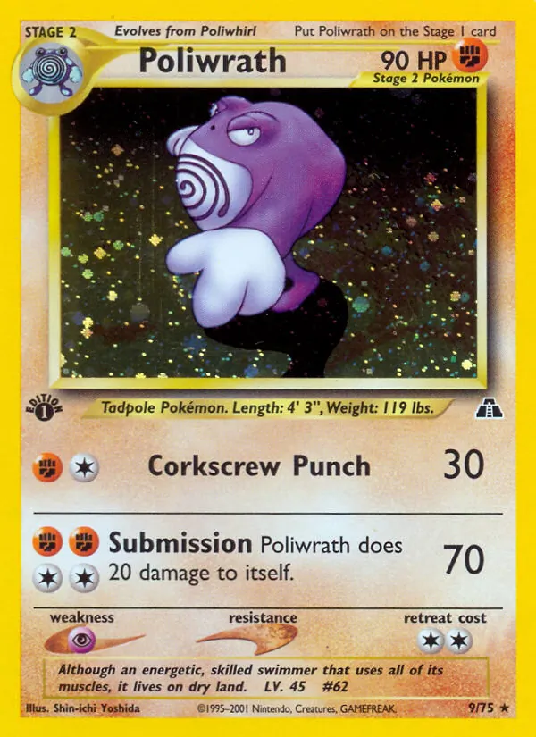 Carta Poliwrath de la expansión Neo Discovery, número 9/75