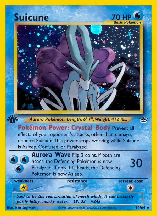 Suicune card from Neo Revelation, number 14/64