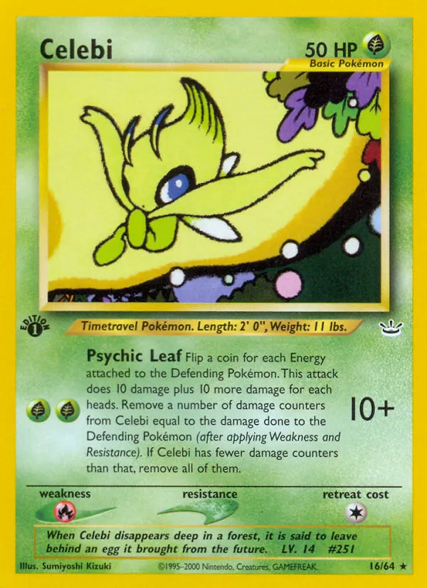 Celebi card from Neo Revelation, number 16/64