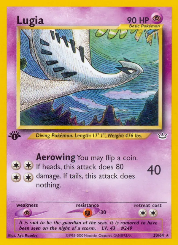 Lugia card from Neo Revelation, number 20/64