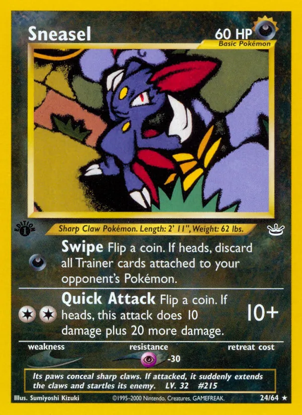 Sneasel card from Neo Revelation, number 24/64
