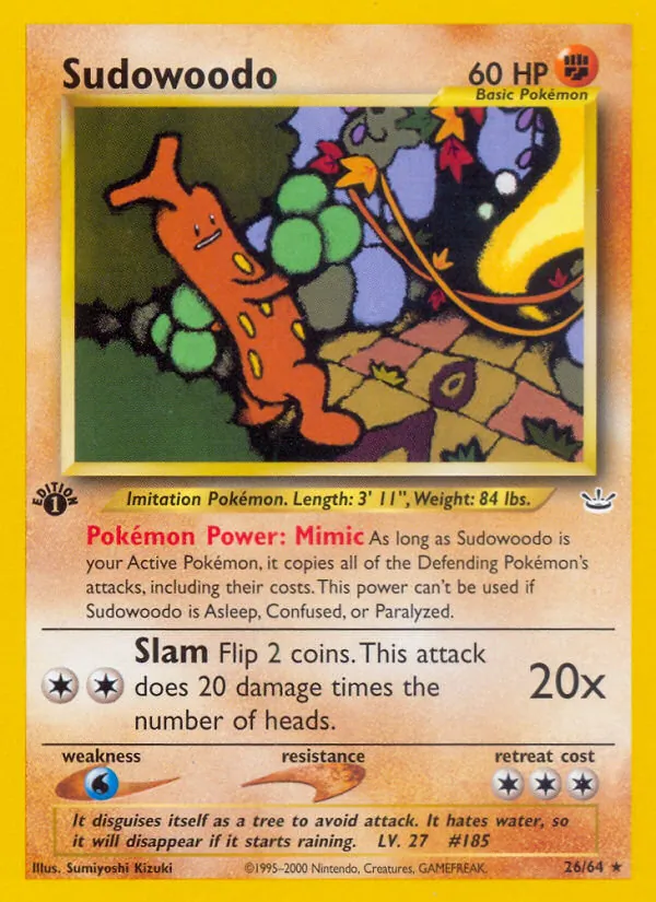 Sudowoodo card from Neo Revelation, number 26/64