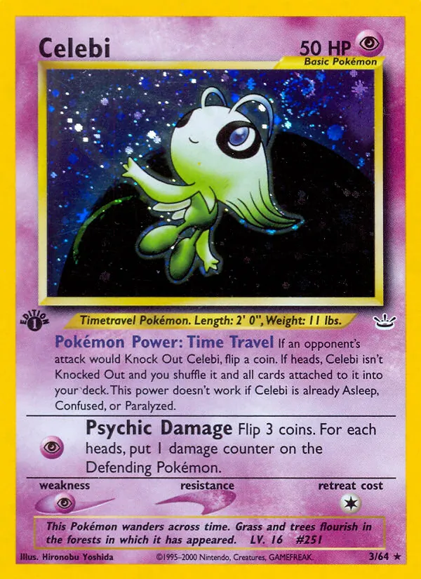 Celebi card from Neo Revelation, number 3/64