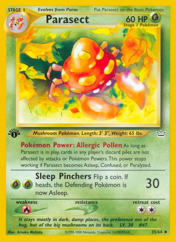 Parasect card from Neo Revelation, number 35/64