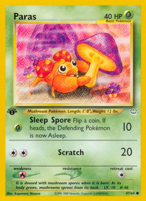 Paras card from Neo Revelation, number 47/64