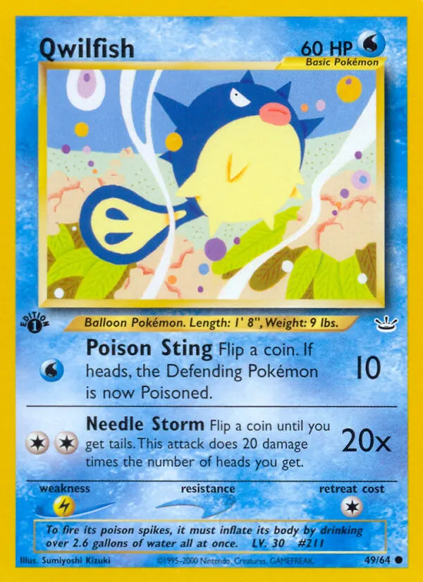 Qwilfish card from Neo Revelation, number 49/64
