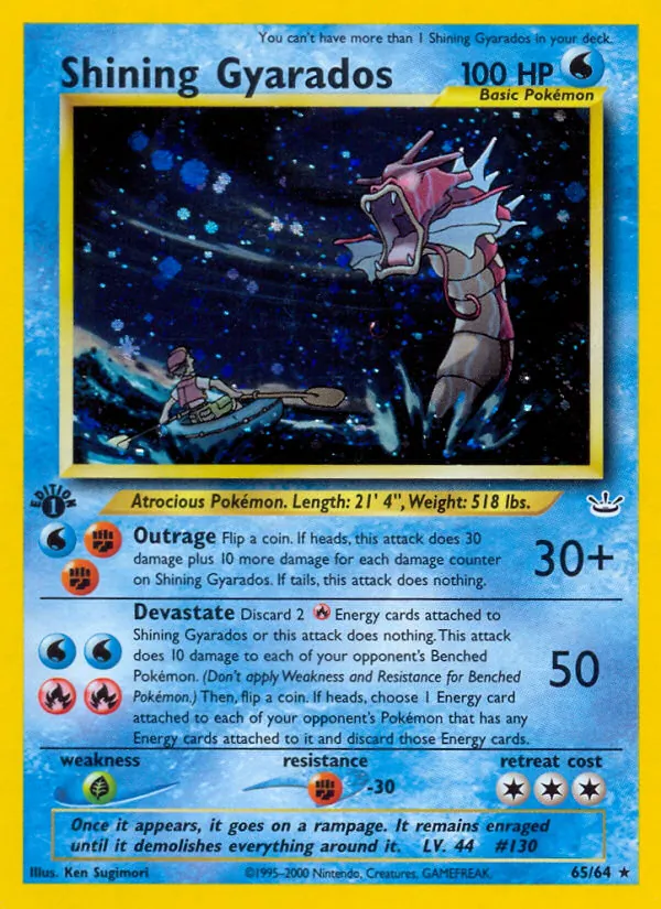 Shining Gyarados card from Neo Revelation, number 65/64