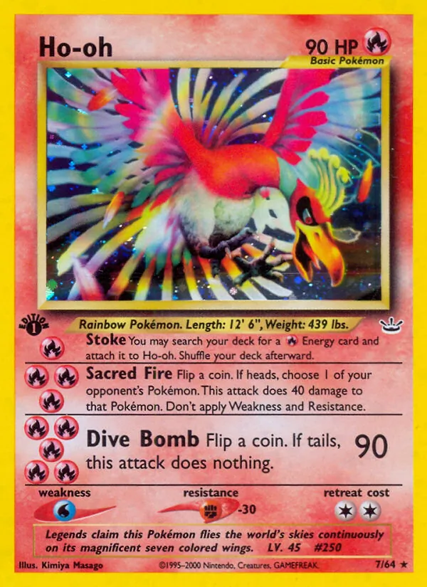 Ho-oh card from Neo Revelation, number 7/64