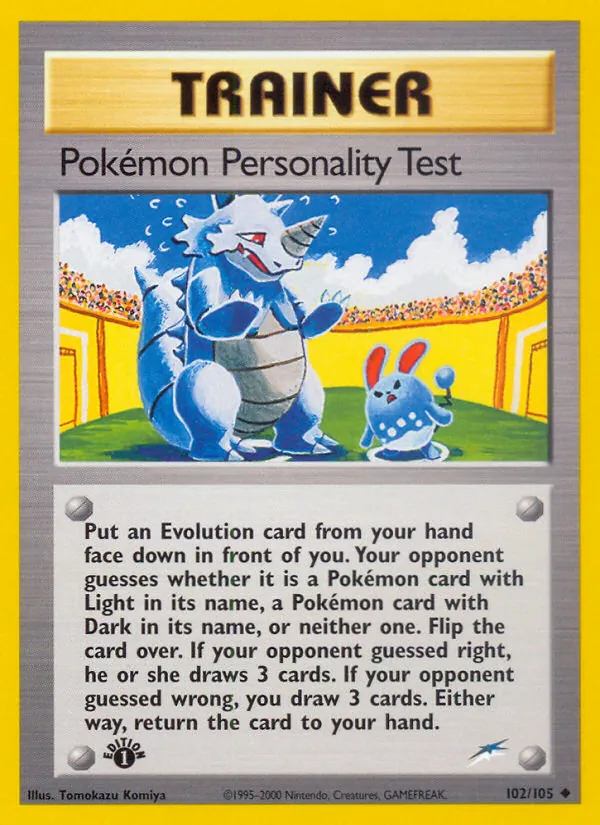 Pokémon Personality Test card from Neo Destiny, number 102/105
