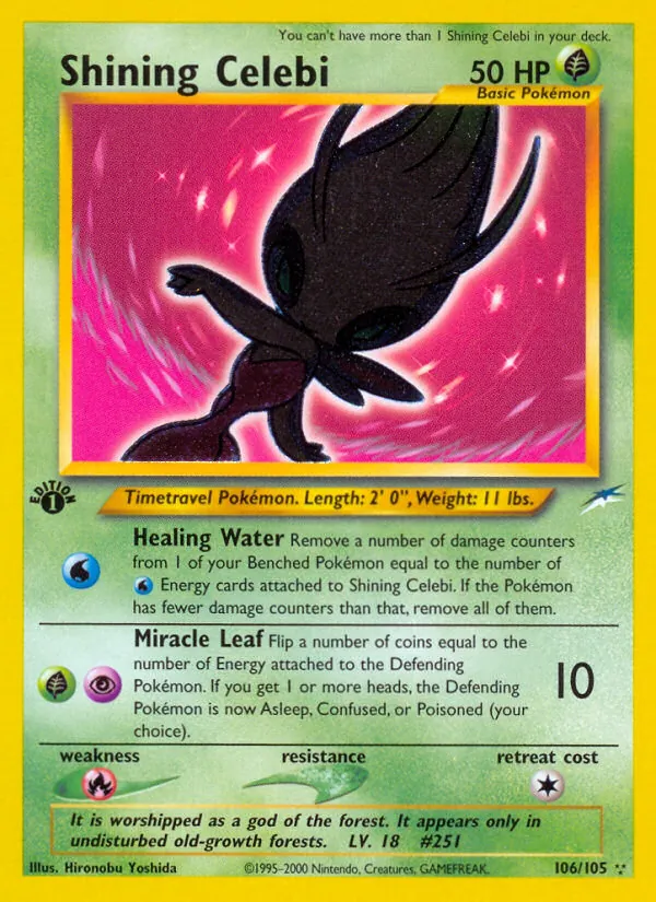 Shining Celebi card from Neo Destiny, number 106/105