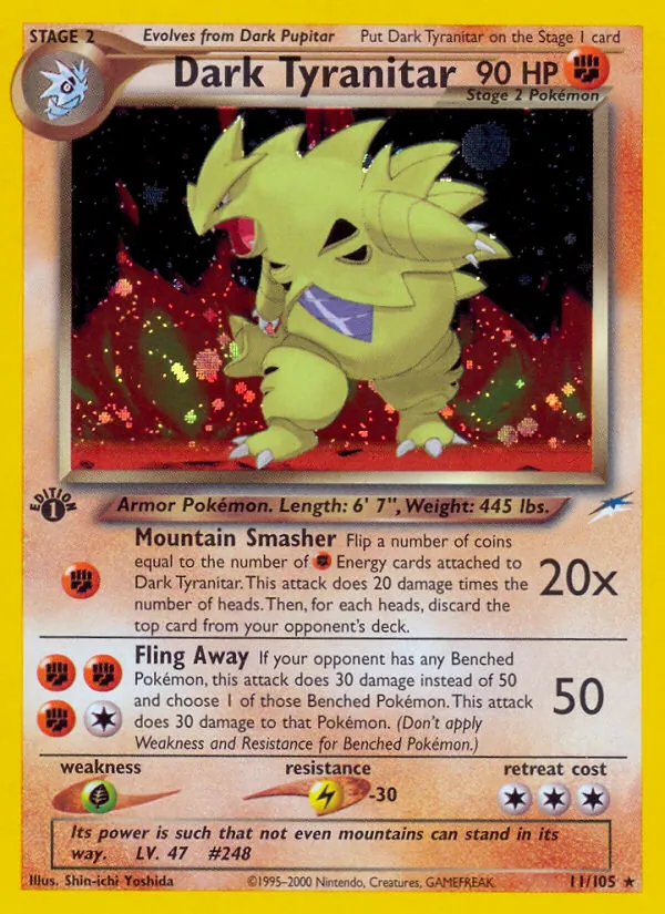 Dark Tyranitar card from Neo Destiny, number 11/105