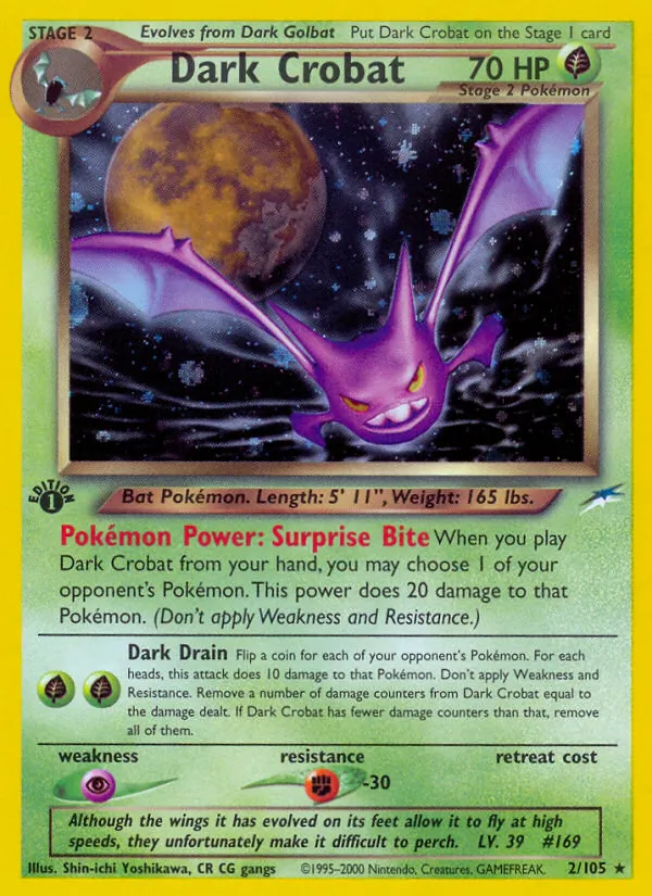 Dark Crobat card from Neo Destiny, number 2/105