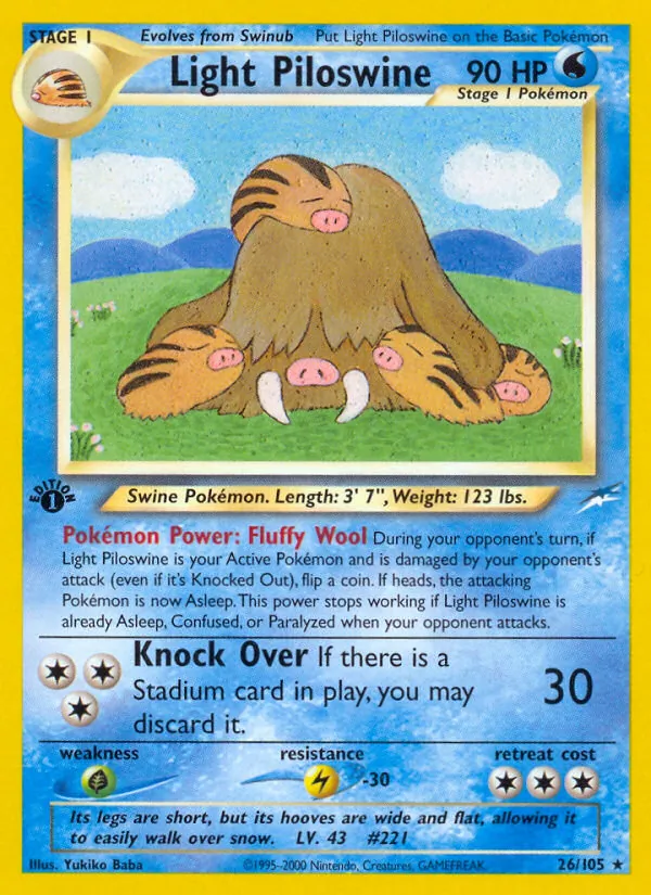 Light Piloswine card from Neo Destiny, number 26/105
