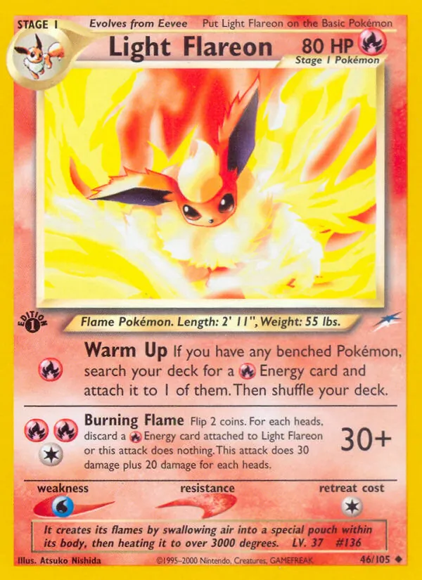 Light Flareon card from Neo Destiny, number 46/105