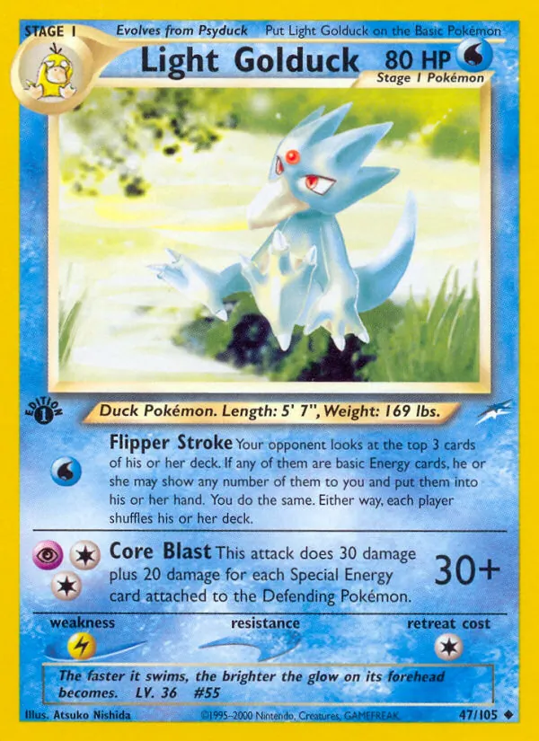 Light Golduck card from Neo Destiny, number 47/105