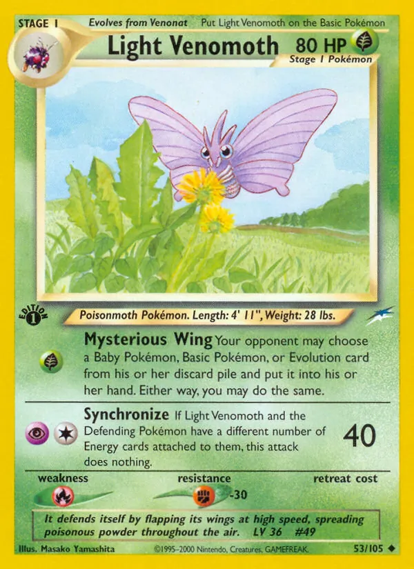 Light Venomoth card from Neo Destiny, number 53/105