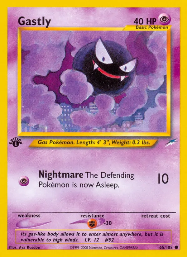 Gastly card from Neo Destiny, number 65/105