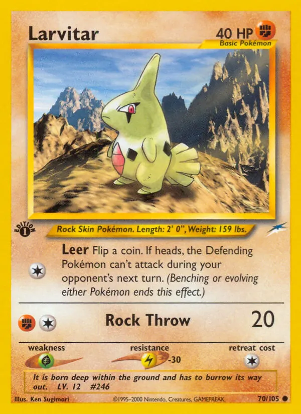 Larvitar card from Neo Destiny, number 70/105