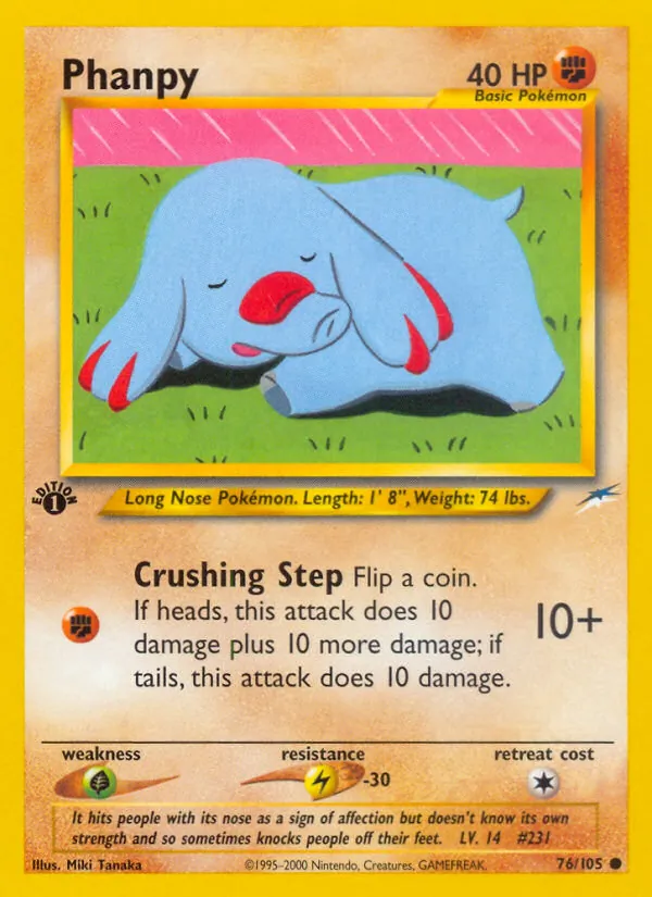 Phanpy card from Neo Destiny, number 76/105