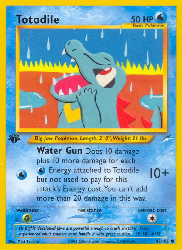 Totodile card from Neo Destiny, number 85/105