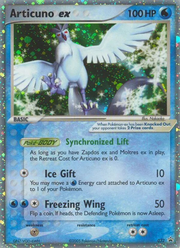 Kartu Articuno ex dari Nintendo Black Star Promos, nomor 32/40