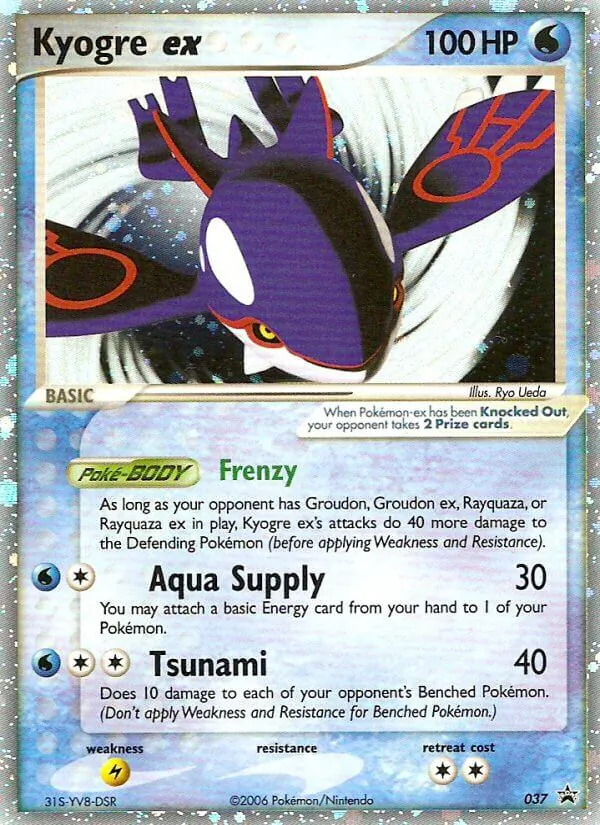 Kartu Kyogre ex dari Nintendo Black Star Promos, nomor 37/40
