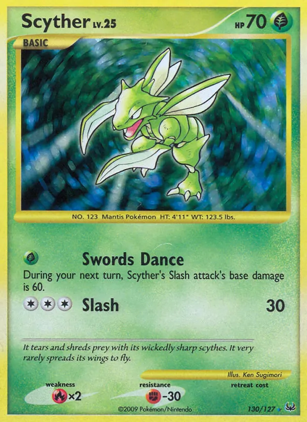 Scyther card from Platinum, number 130/127