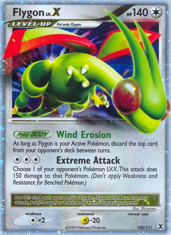 Flygon LV.X card from Rising Rivals, number 105/111