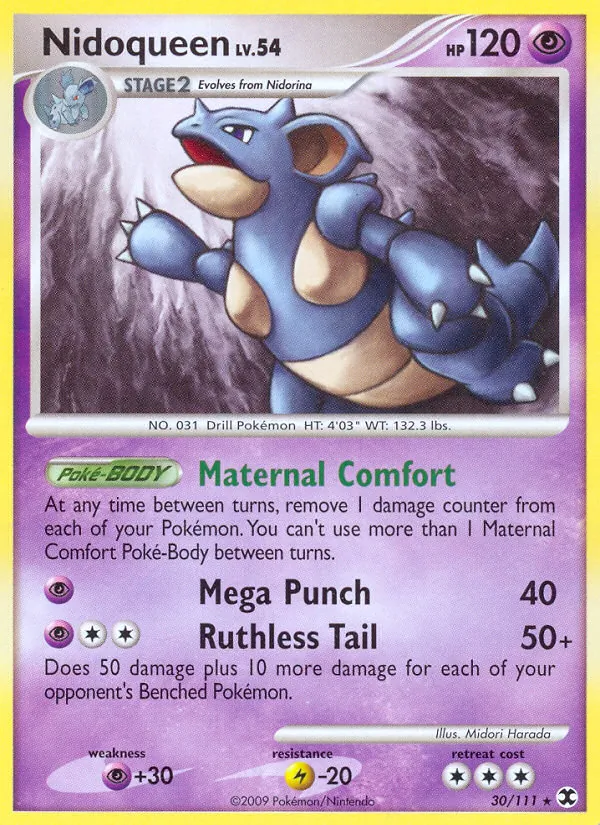 Carta Nidoqueen de la expansión Rising Rivals, número 30/111
