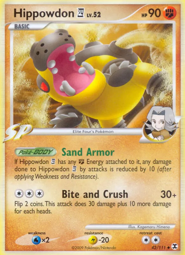 Carta Hippowdon E4 de la expansión Rising Rivals, número 42/111