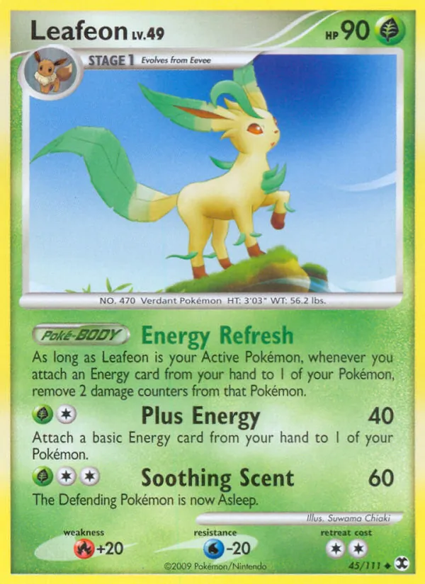 Kartu Leafeon dari Rising Rivals, nomor 45/111