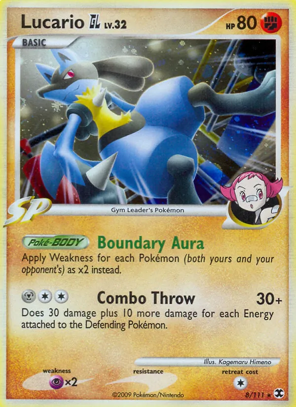 Lucario GL card from Rising Rivals, number 8/111