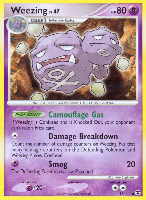 Carta Weezing de la expansión Rising Rivals, número 87/111