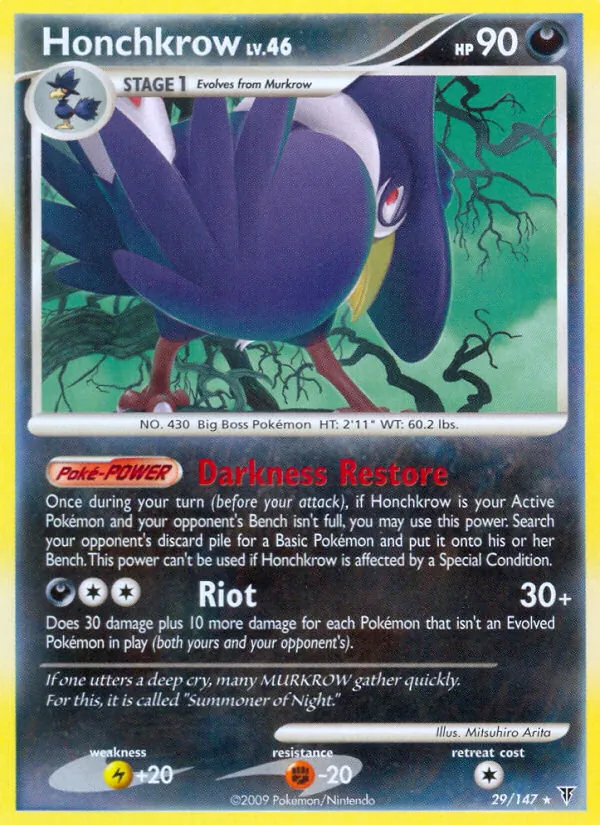 Honchkrow card from Supreme Victors, number 29/147