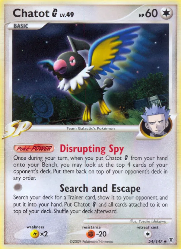 Chatot G card from Supreme Victors, number 54/147