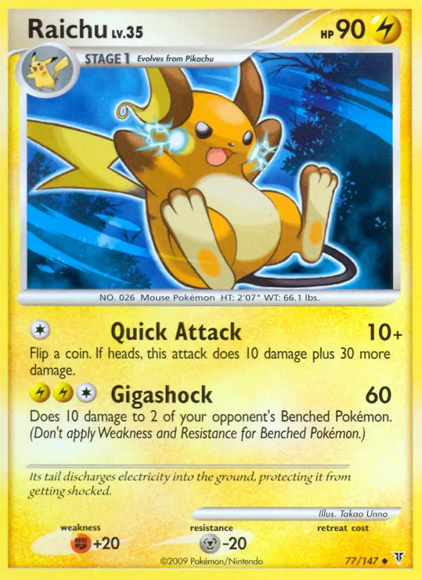 Raichu card from Supreme Victors, number 77/147