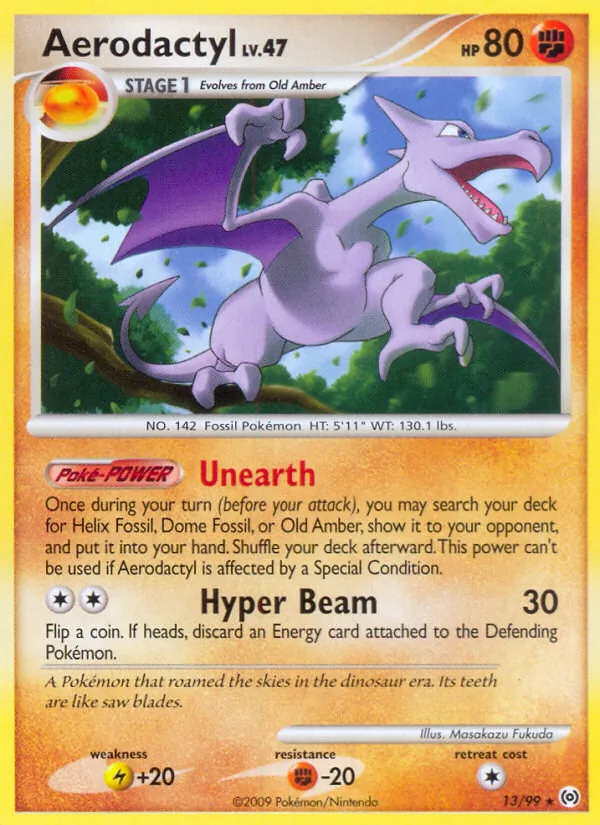 Aerodactyl card from Arceus, number 13/99