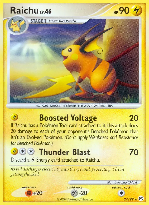 Raichu card from Arceus, number 27/99
