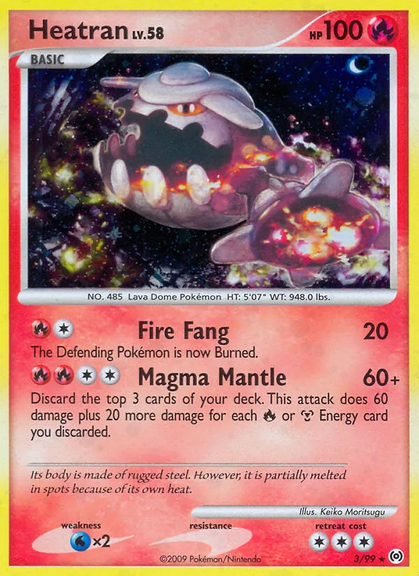 Heatran card from Arceus, number 3/99