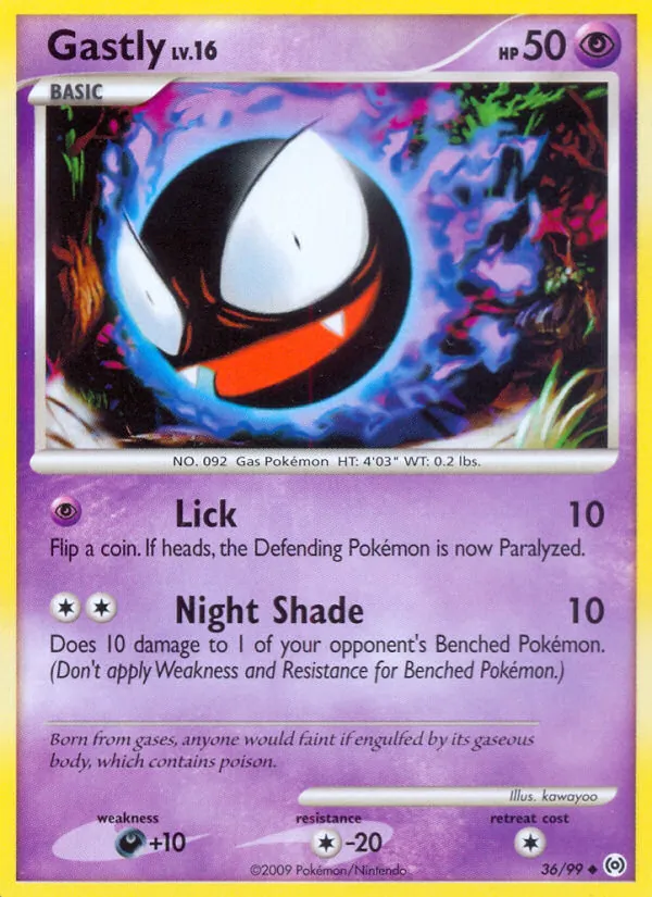 Gastly card from Arceus, number 36/99