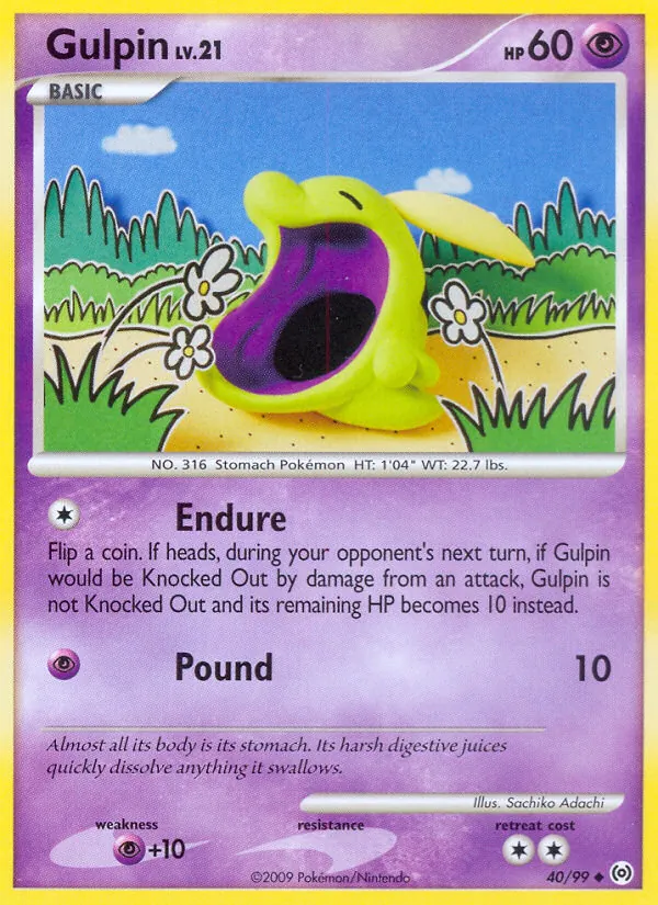 Gulpin card from Arceus, number 40/99