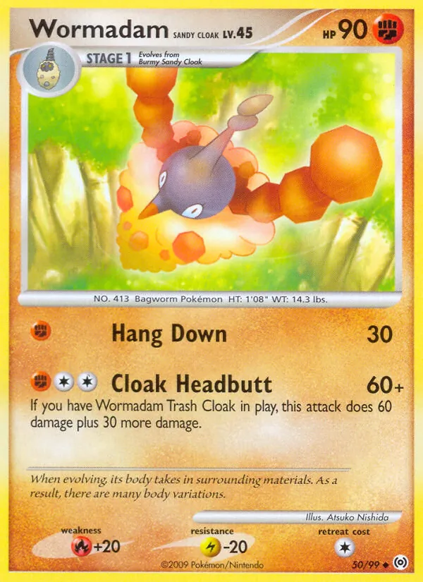 Wormadam Sandy Cloak card from Arceus, number 50/99