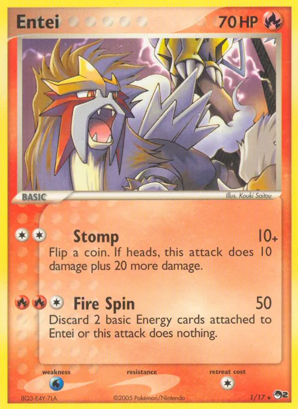 Entei card from POP Series 2, number 1/17